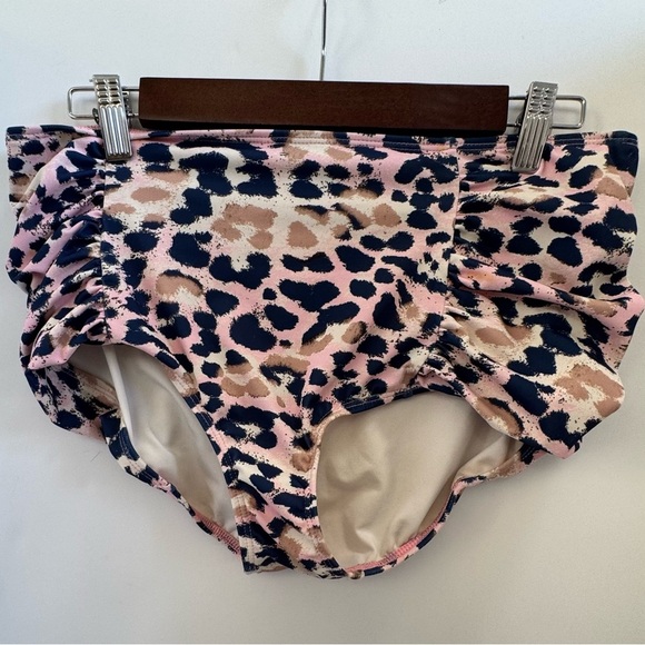 Lime Ricki blue and pink cheetah print swim bottoms large - Picture 1 of 7